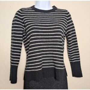 Halogen Black White Striped 100% Cashmere Sweater Size M Minimalist Chic